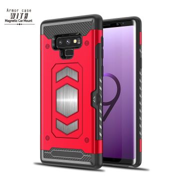 Ntech Samsung Galaxy Note 9 Luxe Armor Case met Pashouder - Rood