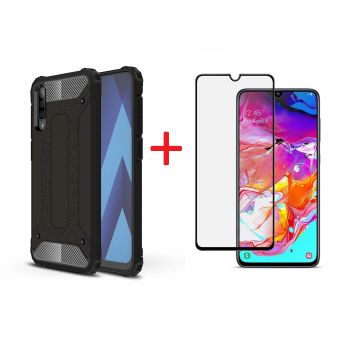 Samsung Galaxy A70/A70s Screen Protecter Zwart + Armor Hoesje Zwart