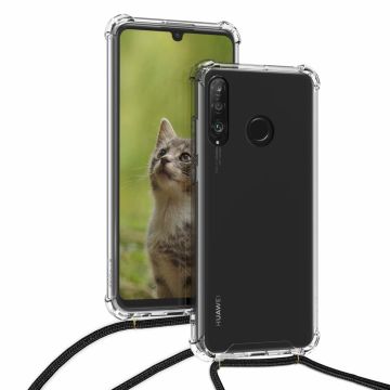 Ntech Huawei P30 Lite / P30 Lite New Edition Anti Shock Transparante hoesje met Verstelbaar Celebrity Draagriem