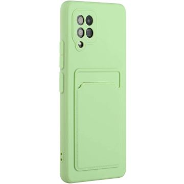 Samsung A32 Hoesje met pasjeshouder Groen - Samsung Galaxy A32 4G hoesje Soft silicone colour case met kaarthouder