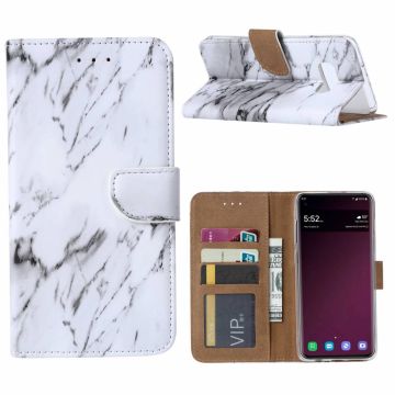Ntech Samsung Galaxy S10+ Plus Marmer Boek hoesje met Pasjesruimte