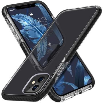 Hoesje Geschikt voor iPhone 12 / 12 Pro Hoesje - Transparant Anti Shock backcover met Bumper Zwart