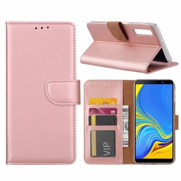 Ntech Samsung Galaxy A7 2018 Rose Goud Portemonnee / Booktype TPU Lederen Hoesje
