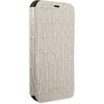 iPhone 11 Bookcase hoesje - Guess - Croco Beige - Kunstleer