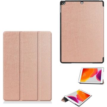 Hoes geschikt voor iPad 2021 / 2020 / 2019 (9e/8e/7e Generatie / 10.2 inch) Trifold Bookcase Goud – Hoes geschikt voor iPad 2020 hoes 10.2 hard case - Ntech