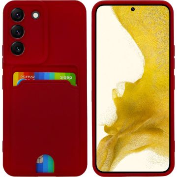 Samsung Galaxy S22 Siliconen hoesje Bordeaux Rood Met Pasjeshouder