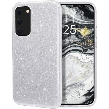 oTronica Backcover glitter hoesje voor Samsung Galaxy A13 5G / A04s Hoesje - Zilver