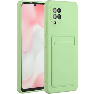 Samsung A32 Hoesje met pasjeshouder Groen - Samsung Galaxy A32 5G hoesje Soft silicone colour case met kaarthouder