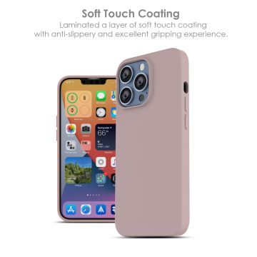 Hoesje Geschikt voor iPhone 13 – Liquid siliconen backcover – Pink Sand