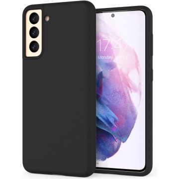 Hoesje Samsung S21 silicone - Samsung Galaxy S21 hoesje Zwart - Cover s21 - hoesje S21 Nano Liquid siliconen Backcover