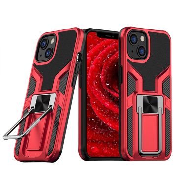 Hoesje Geschikt voor iPhone 13 Pro Max – Schokbestendig Ultra Slim Soft TPU Cover met kicktand Ringhouder – Rood