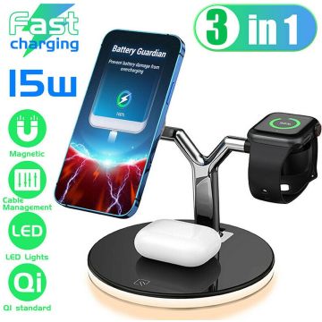 Wireless Charger 3-1 (25W) | Oplaadstation | Geschikt voor Apple en Android - Draadloze oplader