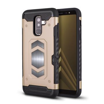 Ntech Samsung Galaxy A6 Plus Luxe Armor Case met Pashouder - Goud