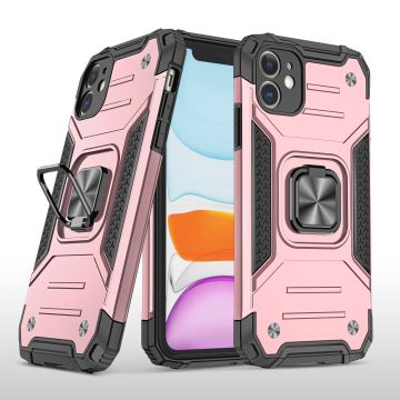 Hoesje Geschikt voor iPhone 11 - Heavy Duty Armor hoesje Met Kickstand ringhouder – Rosegoud