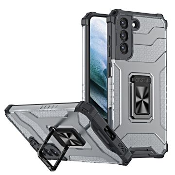 Samsung S21 Plus hoesje transparent rugged case Zwart- hoesje Samsung Galaxy S21 Plus military Grade met auto magnetische schokabsorptie hoesje