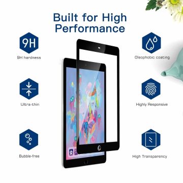 Ntech Screenprotector Geschikt voor Apple iPad 9.7" (2018-2017) Screenprotector 0.3mm HD clarity Hardness Tempered Glass - Zwart
