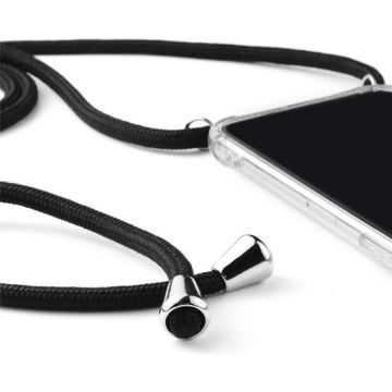 Transparant Backcover Hoesje Case iPhone XR met zwart koord