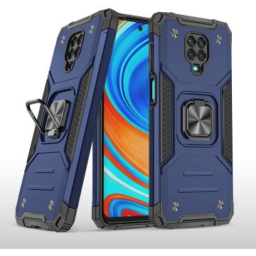 Xiaomi Redmi Note 9S/ Note 9 Pro Hoesje - Heavy Duty Armor hoesje Blauw - Xiaomi Redmi Note 9S/ Note 9 Pro silicone TPU 360-Degree hybride hoesje Kickstand ringhouder met Magnetisch Auto Mount