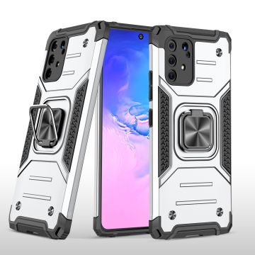 Samsung S10 Lite 2020 Hoesje - Heavy Duty Armor hoesje Zliver - Galaxy S10 Lite / A91 silicone TPU hybride hoesje Kickstand ringhouder met Magnetisch Auto Mount