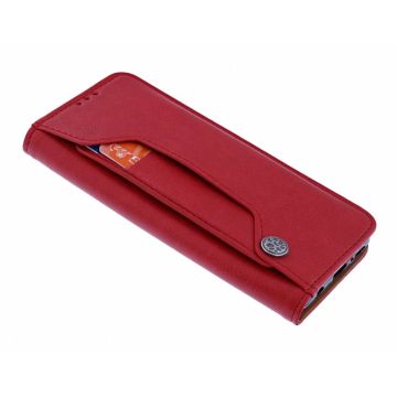 iPhone X / Xs Flip Cover met Magneetsluiting en Uitschuifbare Kaartenhouder Rood