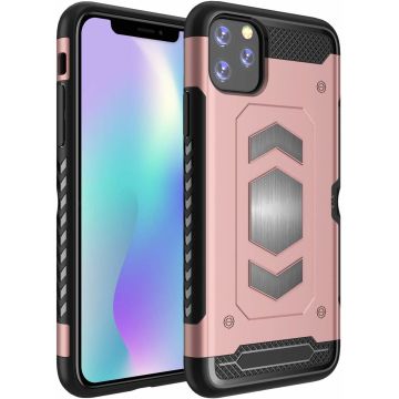 Luxe Armor Hoesje - Hoesje Geschikt voor iPhone 11 Pro - Rosegoud