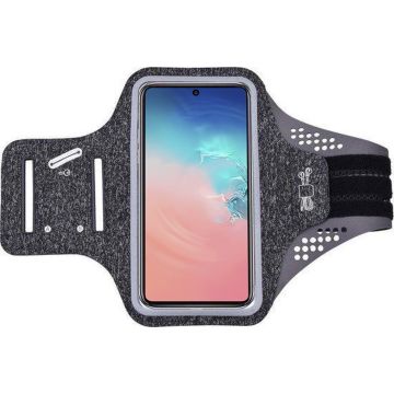 Hoesje Geschikt voor Samsung Galaxy S10 Lite hardloop telefoonhouder – armband - sportband - van stof - Zwart