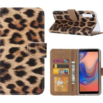 Ntech Luipaard Design Portemonnee Hoesje Met Pasjesruimte & Magneet flapje - Samsung Galaxy A30