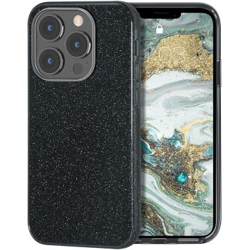 Hoesje Geschikt voor iPhone 13 Pro Hoesje Glitters Siliconen - Glitter Hoesje Geschikt voor iPhone 13 Pro hoesje TPU Case Zwart - Cover