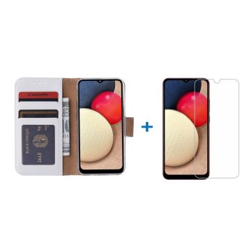 Samsung Galaxy A02s Hoesje bookcase - Wit met Samsung A02s screenprotector