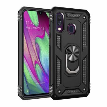 Samsung Galaxy A40 Armor Hoesje Ringhouder TPU - Zwart