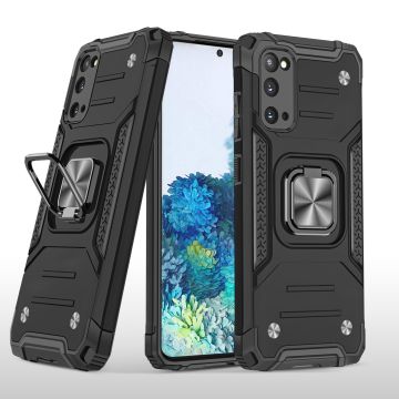 Samsung S20 Hoesje - Heavy Duty Armor hoesje Zwart - Galaxy S20 silicone TPU hybride hoesje Kickstand ringhouder met Magnetisch Auto Mount