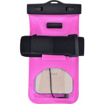 Neon Multi Functional Waterdichte hoesje Pouch Met Audio Jack LG Q7 Roze