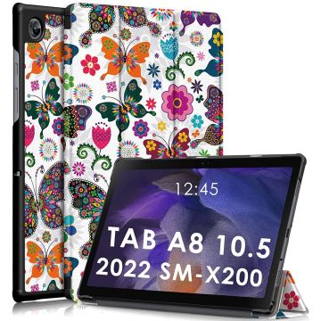 Hoes geschikt voor Samsung Galaxy Tab A8 – Samsung tab A8 (2021 / 2022) Trifold tablet hoes - Vlinders