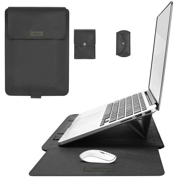 Laptoptas - Laptophoes - Laptop Sleeve - Laptop cover Zwart - Laptophoes 13 inch - Laptoptas 4 piece set - Laptop case met stand en + Etui - Ntech