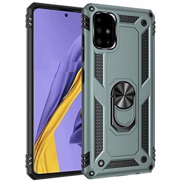 Samsung Galaxy A51 Armor Hoesje Ringhouder TPU - Donker Groen