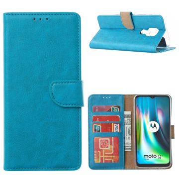 Moto G9 Play Hoesje, Moto G9 Hoesje, Moto E7 Plus Hoesje met Pasjeshouder - Blauw