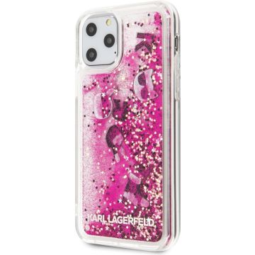 Apple iPhone 11 Pro Max Rose Gold Karl Lagerfeld Backcover hoesje Glitter - Floating charms - KLHCN65ROPI