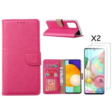 Samsung A53 / A53s hoesje bookcase Pink - Samsung Galaxy A53 5G case portemonnee hoesje - Galaxy A53 book case hoes cover - Samsung A53 screenprotector / tempered glass 2 Pack