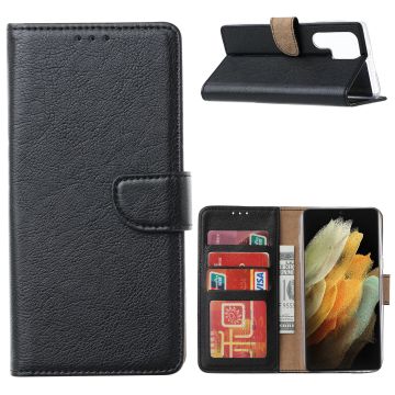 Samsung S22 Ultra Hoesje BookCase Zwart - Samsung Galaxy s22 Ultra hoesje wallet case - Hoesje Samsung S22 Ultra bookcase - Galaxy S22 Ultra portemonnee hoesje book case cover