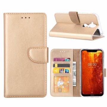 Ntech Hoesje voor Nokia 8.1 portemonnee hoesje / met opbergvakjes Goud