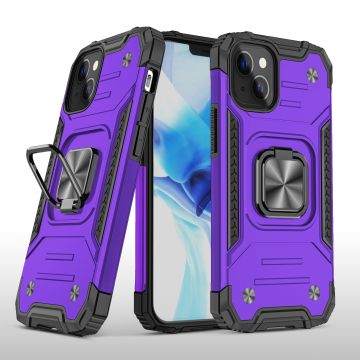 Hoesje Geschikt voor iPhone 13 Mini - Heavy Duty Armor Hoesje met Kickstand ringhouder – Paars