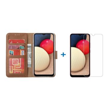 Samsung Galaxy A02s Hoesje bookcase - Bruin met Samsung A02s screenprotector