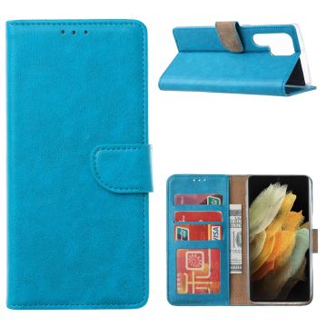 Samsung S22 Ultra Hoesje BookCase Blauw - Samsung Galaxy s22 Ultra hoesje wallet case - Hoesje Samsung S22 Ultra bookcase - Galaxy S22 Ultra portemonnee hoesje book case cover
