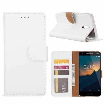 Nokia 2.1 Booktype Kunstleer Hoesje Met Pasjesruimte Wit