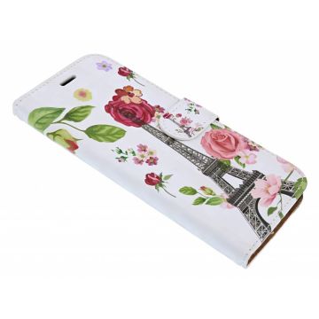 Huawei Y6 (2018) 3D Bloemen & Effeltoren Design Book Hoesje Met Pasjesruimte & Magneet flapje
