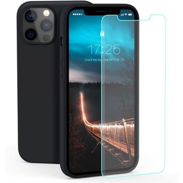 Hoesje Geschikt voor iPhone 12 Mini Hoesje - Soft Nano siliconen cover TPU backcover - Zwart met 1x Screenprotector
