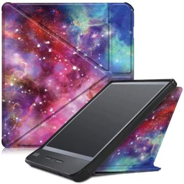 Kobo Clara HD hoes Galaxy Print Bookcase - kobo clara hd cover Smart case - kobo clara hoes- hoes Kobo Clara HD - Kunstleer - Trifold Bookcase hoesje