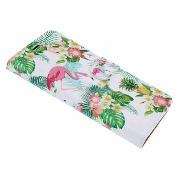 iPhone Xr 3D Bloemen & Flamingo Design Book Hoesje Pasjesruimte & Magneet flapje