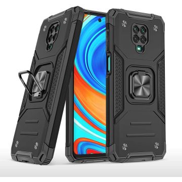 Xiaomi Redmi Note 9S/ Note 9 Pro Hoesje - Heavy Duty Armor hoesje Zwart - Xiaomi Redmi Note 9S/ Note 9 Pro silicone TPU 360-Degree hybride hoesje Kickstand ringhouder met Magnetisch Auto Mount