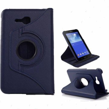 Samsung Galaxy Tab 3 - Lite 7.0 inch (T110 / T111 / T113) Tablet Case hoesje 360 Draaibaar - Donker Blauw